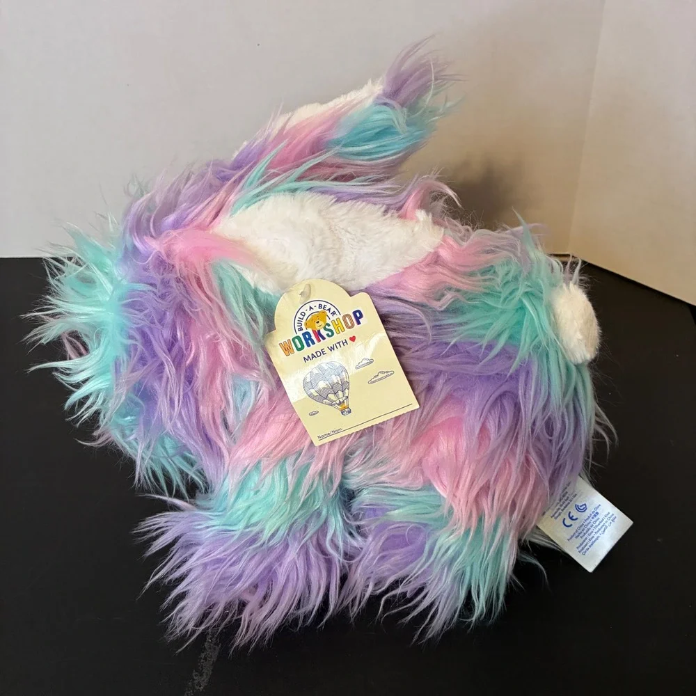 Build a Bear Pastel Fuzzy Bunny Multicolor Plush Toy Stuffed Animal 2019 Rainbow